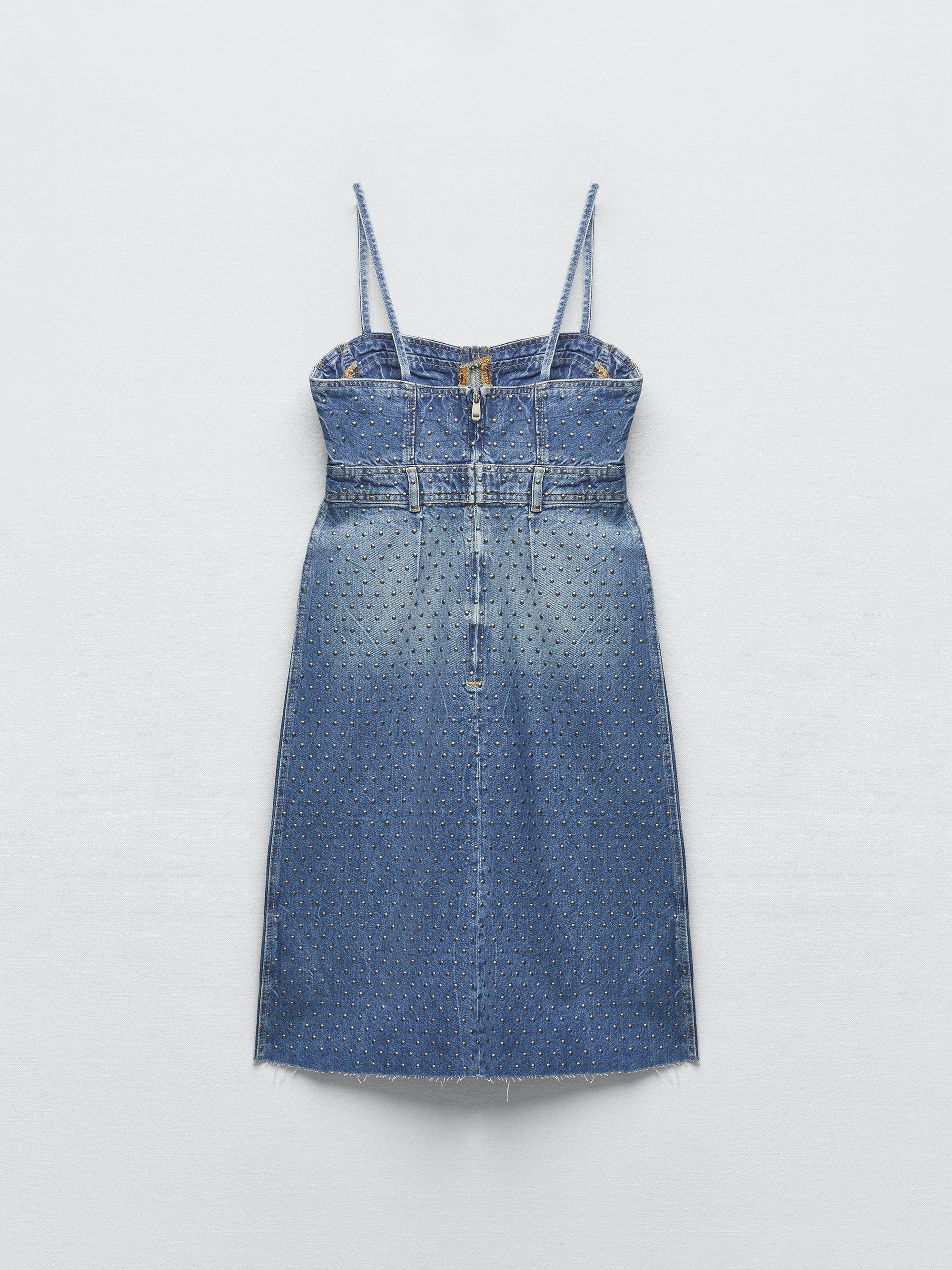 Rivets Studded Denim Corset Dress