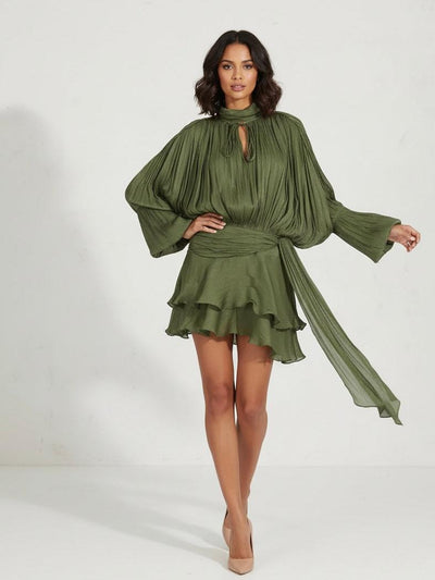 Lyla Bell Sleeve Ruffle Tail Dress with Shorts Coord Set