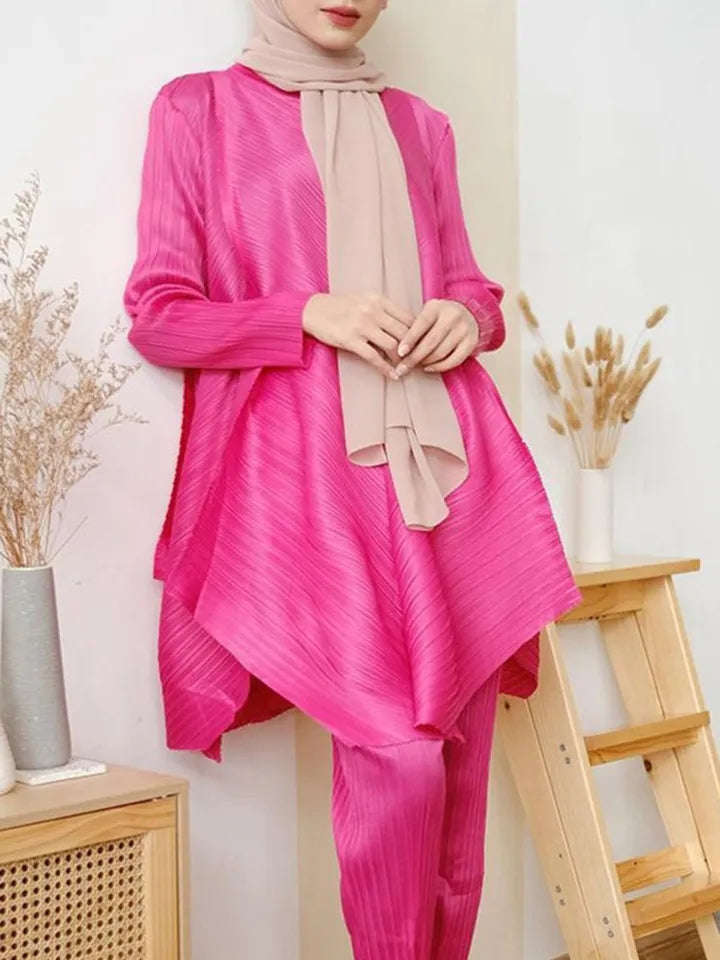 Turtle Neck Pleated Coord Set