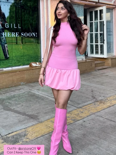 Balloon Ribbed Slim Fit Backless Dress