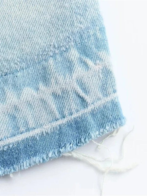 Spaghetti Strap Cami Denim Crop Top