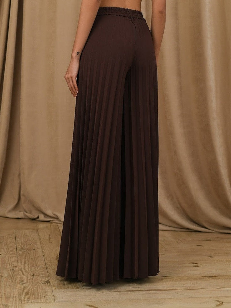 Pearl Koticim Bralette with Cape & Pants 3 Piece Set-Brown