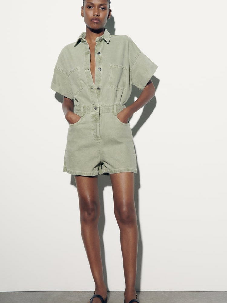 Short Denim Jumpsuit