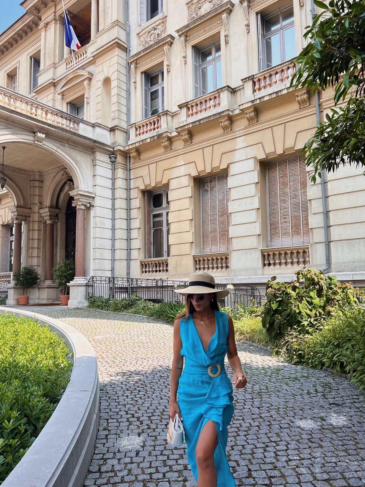 Turquoise Blue Sleeveless Belt Dress