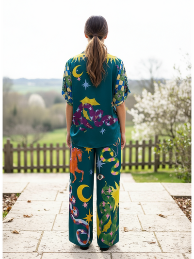 Oversized Fit Abstract Print Shirt & Pants Coord Set