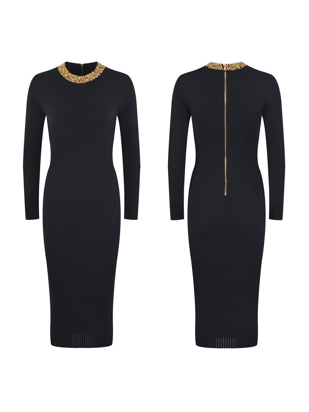 Print Golden Beaded Dress