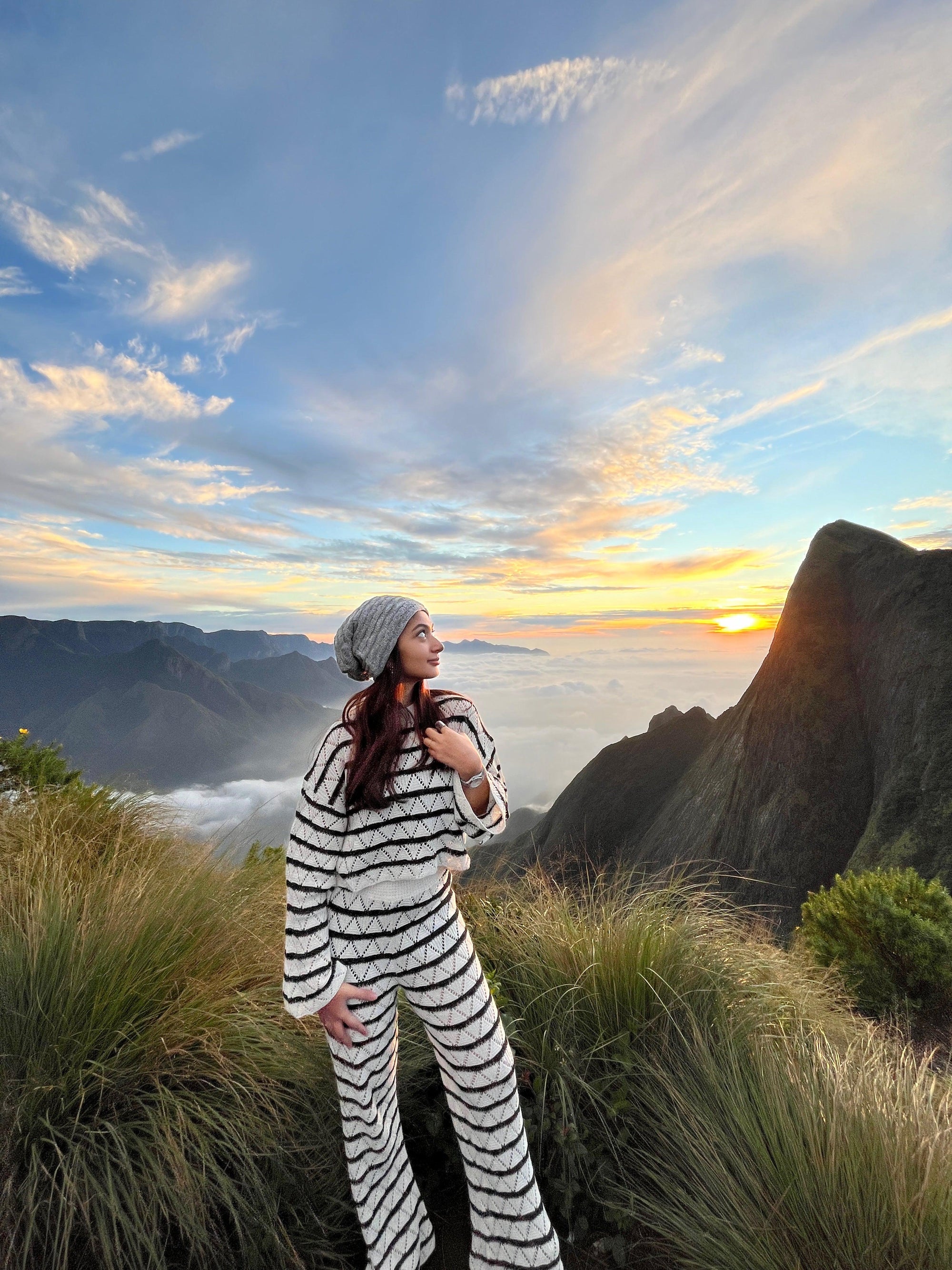 Knitted Long Sleeves T-shirt & Pant Coord set