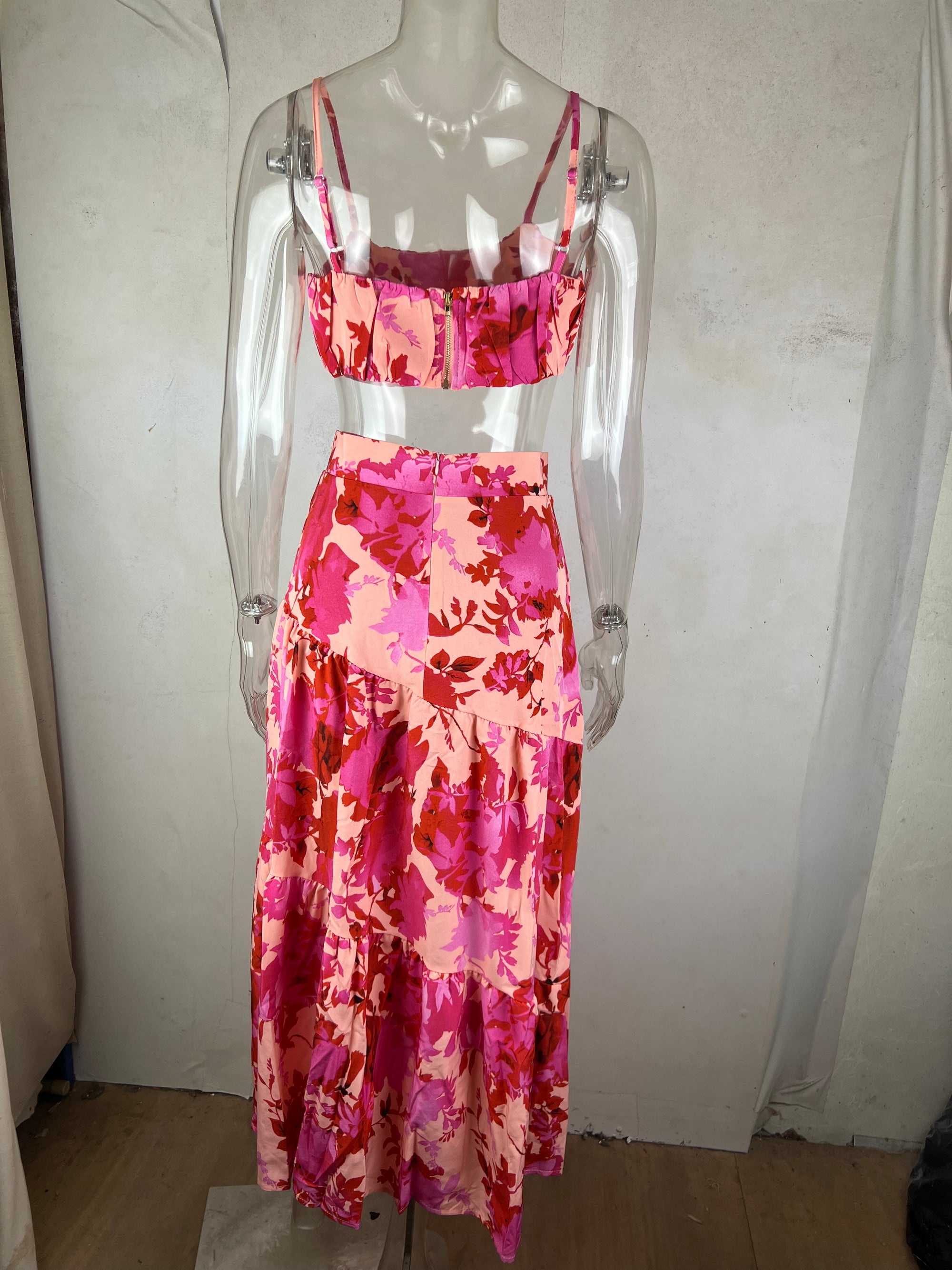 Floral Print Cami Top & Skirt Set