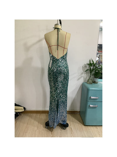 Sequins Halterneck Fishtail Maxi Dress