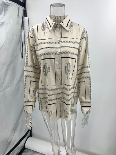 Abstract Print Full Sleeves Shirt & Pants Coord Set