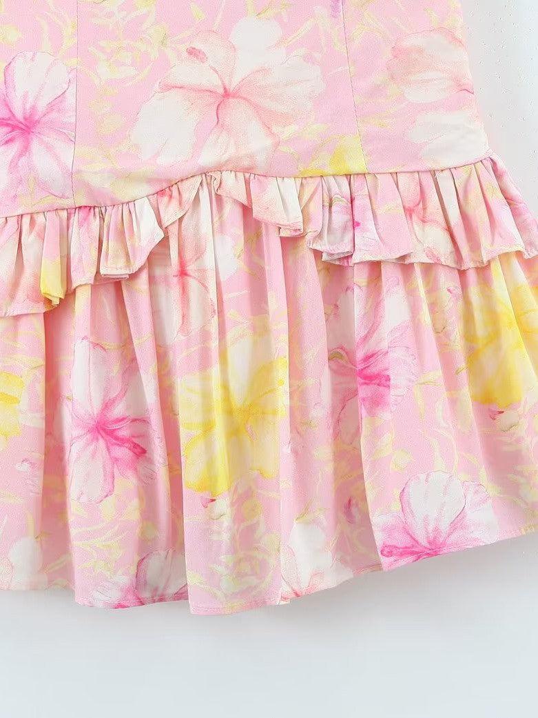 Draped Collar Pleated Beach Cami Dress