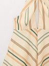 Striped Linen Blended Short Dress