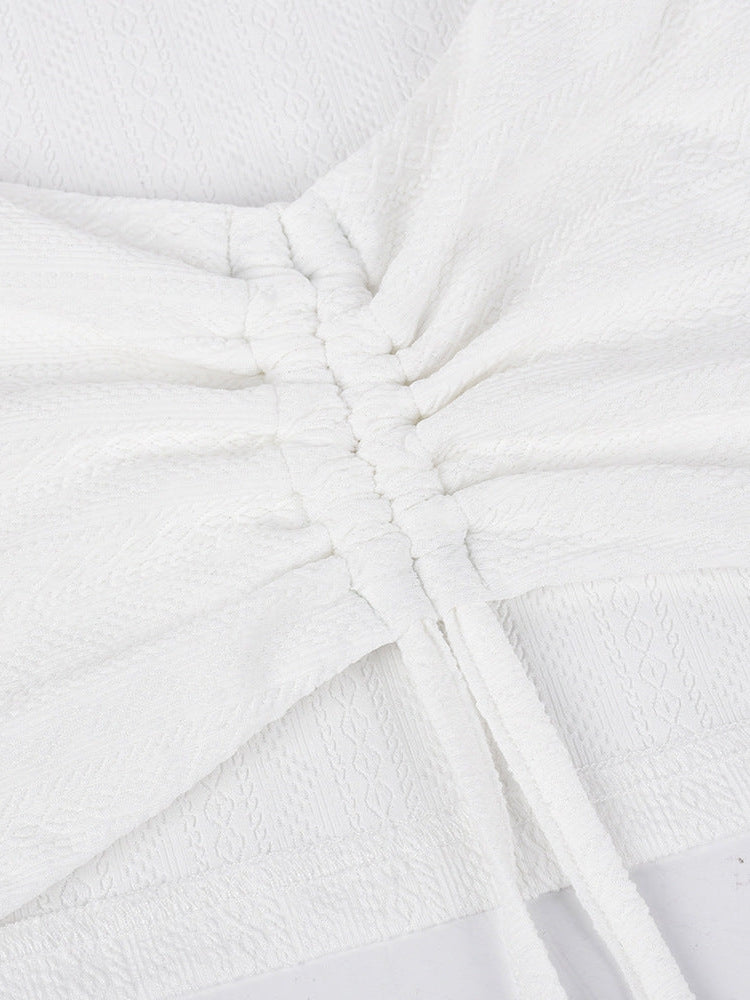 Knitted Bell Sleeve Bandeau Top & Hip Skirt Set