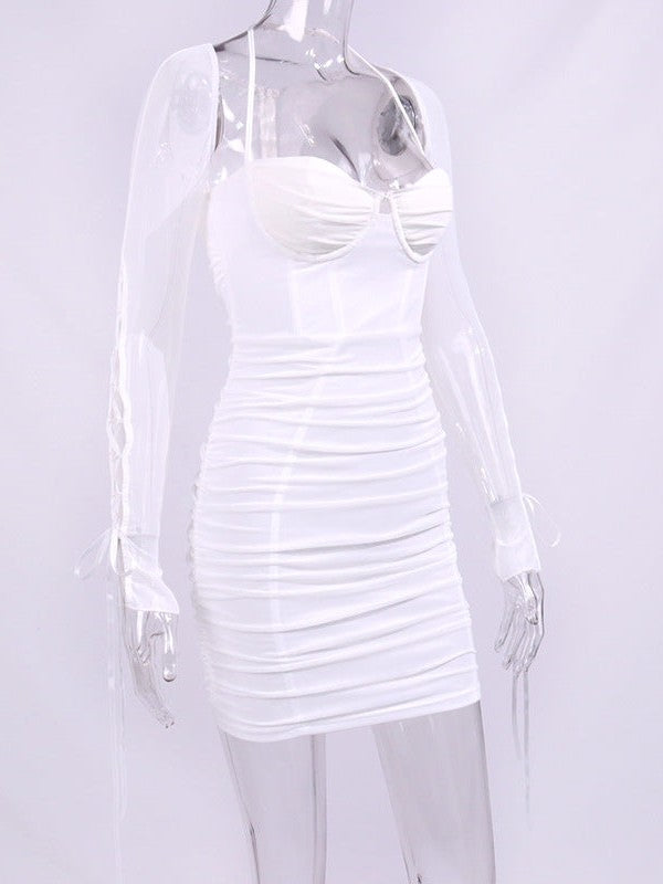 Halterneck Full Sleeve Boning Corset Hip Dress