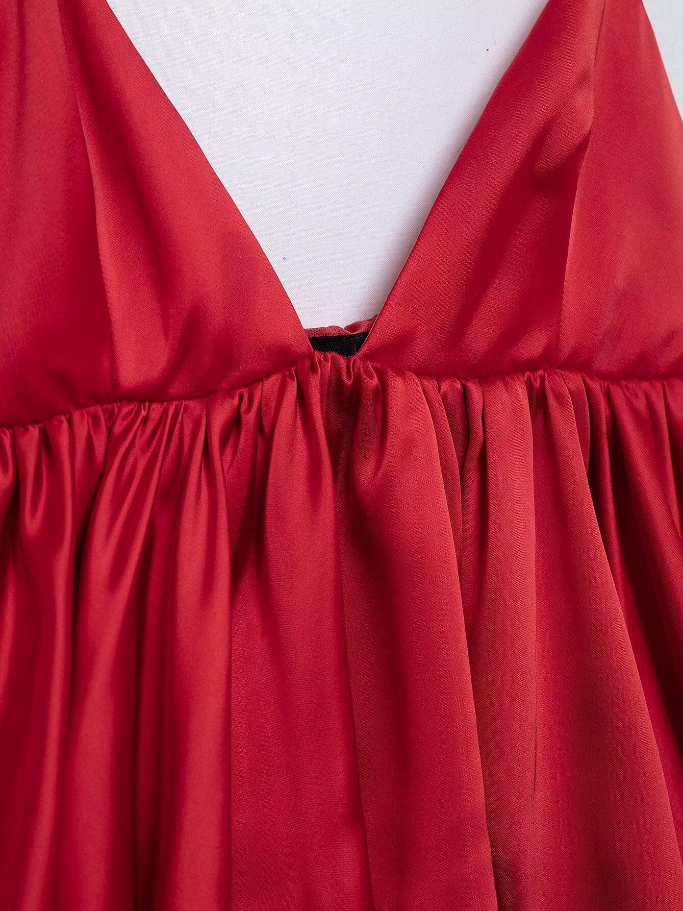 Ruffle Spaghetti Strap V Neck Cami Top