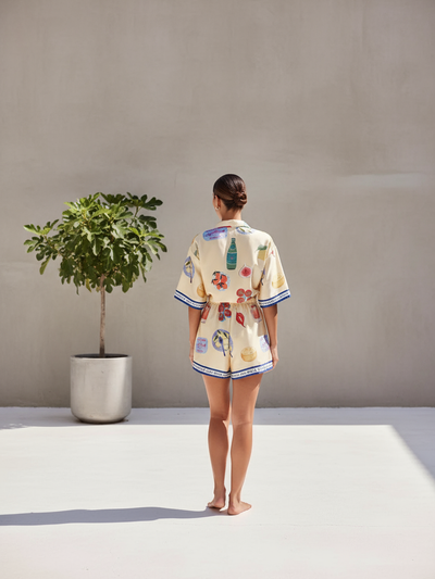 Bella Print Oversized Shirt & Shorts Coord Set