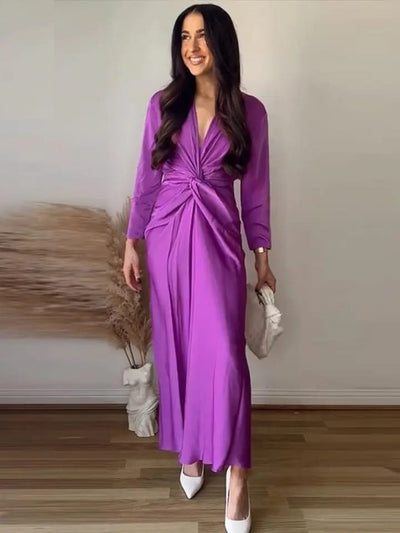 Purple Satin Knot Dress