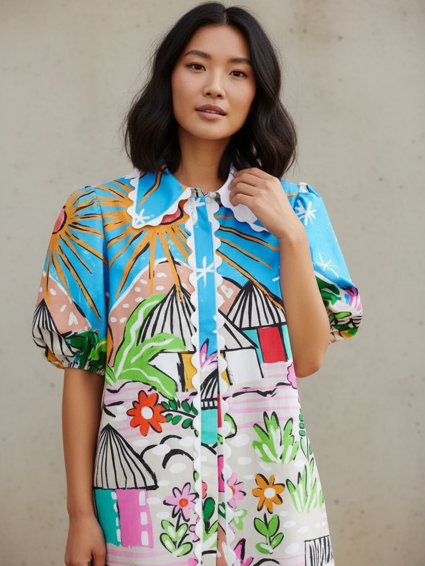 Floral Sun Print Shirt & Shorts Coord Set