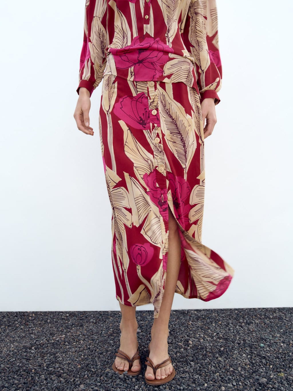 Floral Print Shirt & Skirt Coord Set