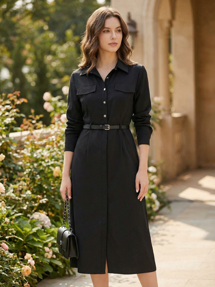 Urban Chic Collared Midi Belted Dress