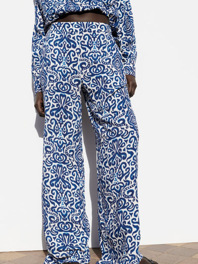 Porcelain Print Crop Top & Pants Coord Set