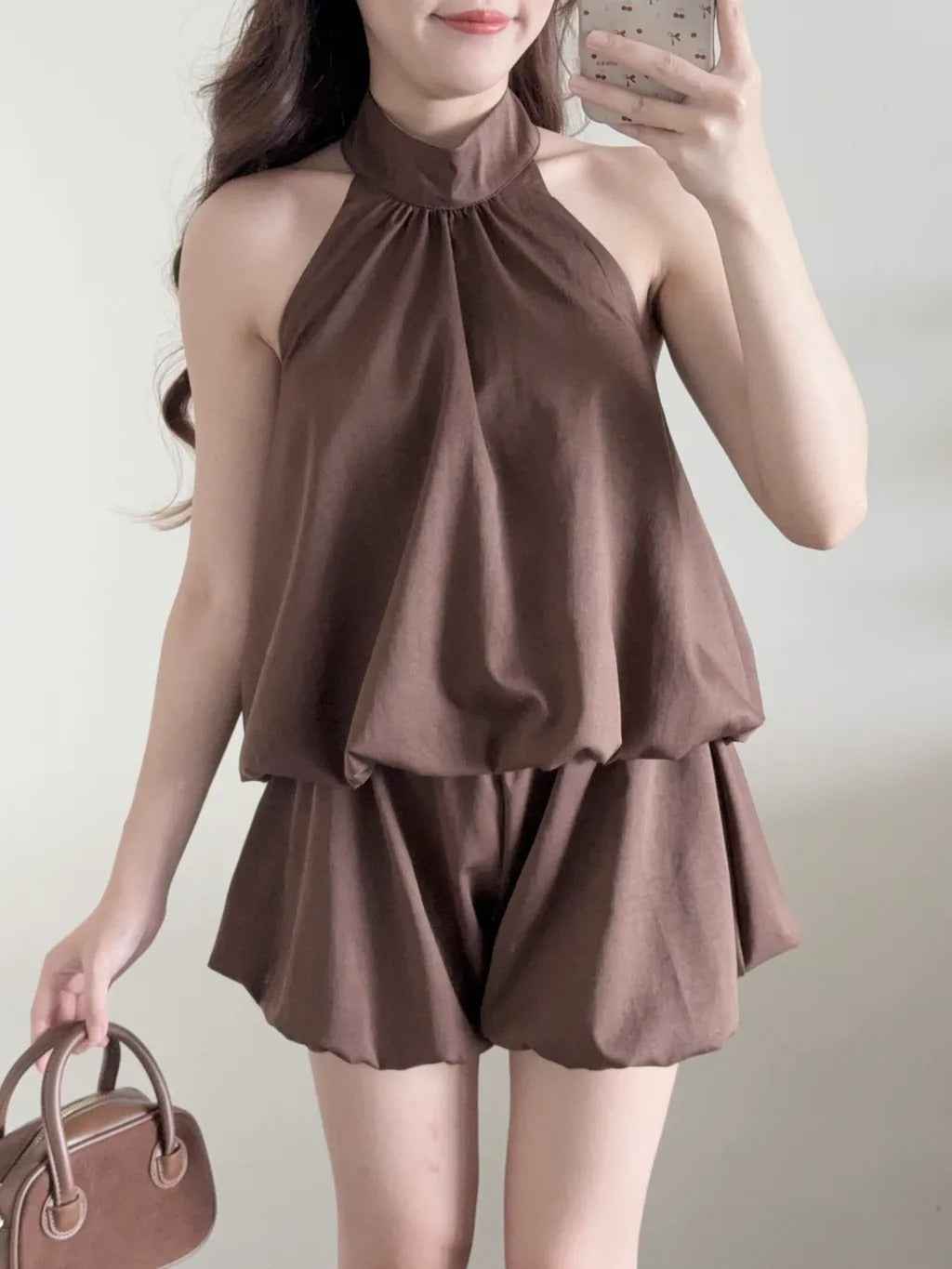 Mocha Muse Belted Halter Coord Set With Belt