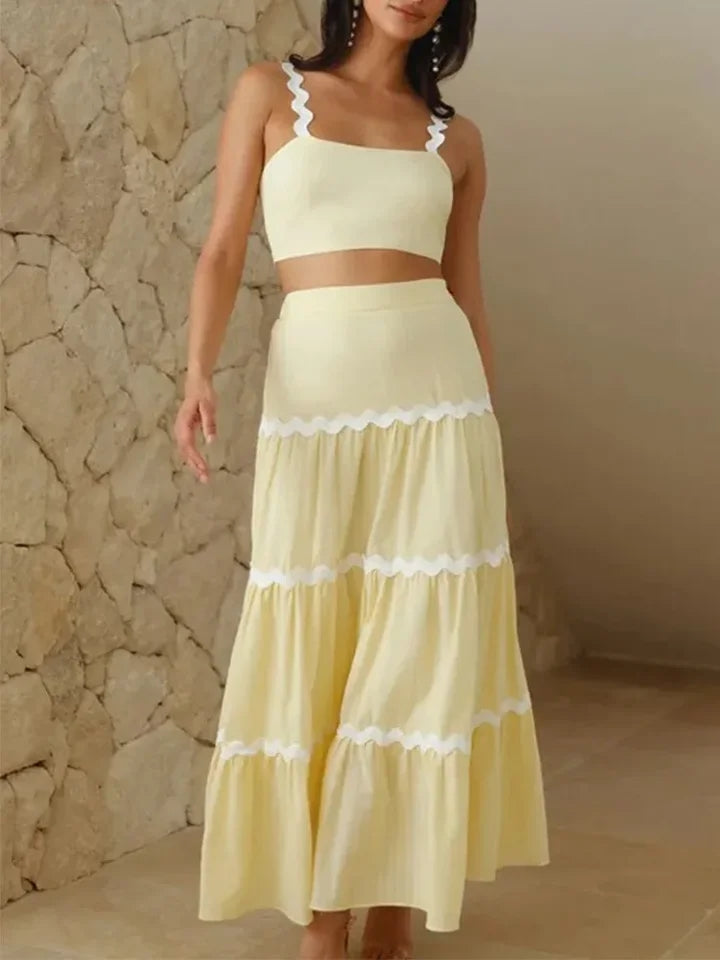 Spaghetti Strap Cami Top & Long Skirt Coord Set