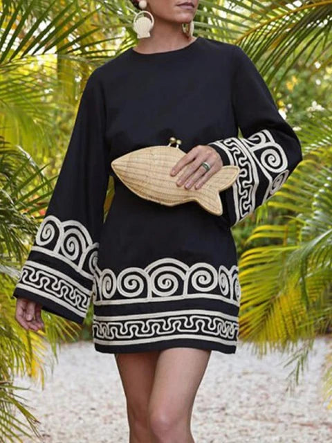 French Short Embroidered Dress