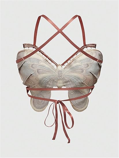 Embroidered Butterfly Backless Top