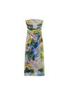Strapless Tie Dye Tulle Tube Dress