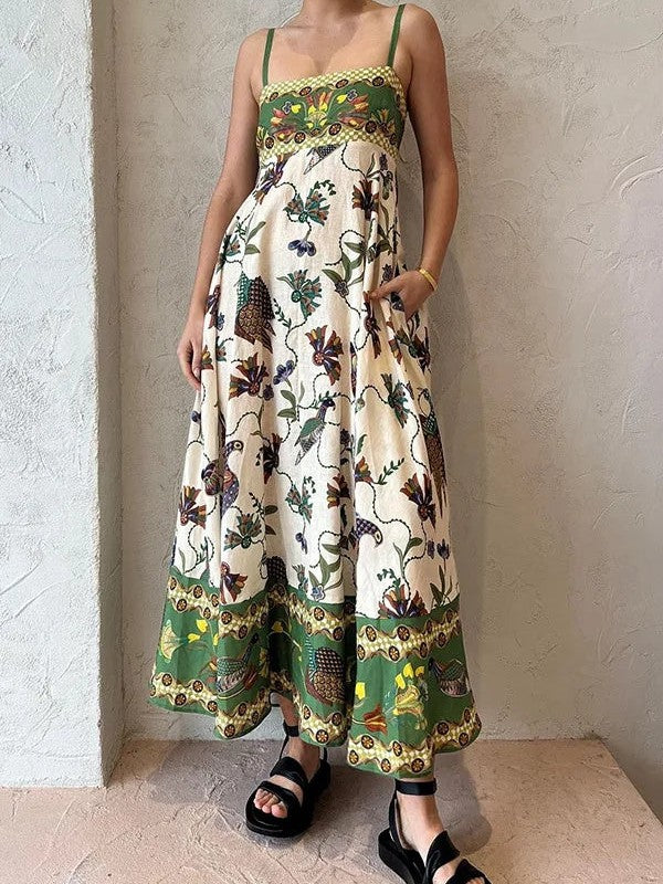 Floral Print Spaghetti Strap Midi Dress