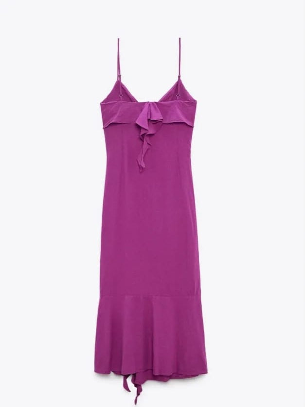 Spaghetti Strap Ruffles Midi Dress