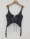 Lace up Spaghetti Strap denim top