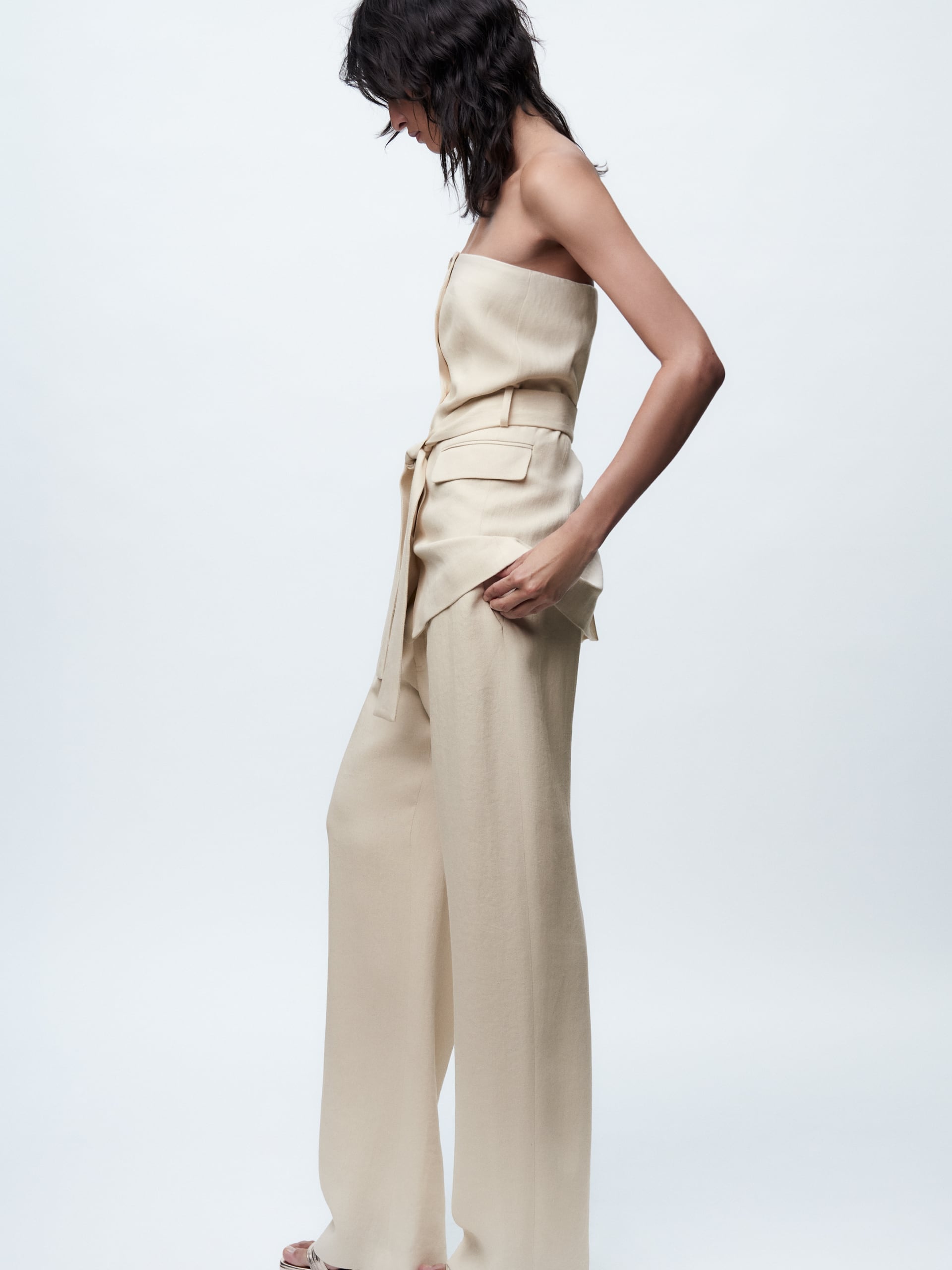 Tube Top & Pants Coord Set with Belt