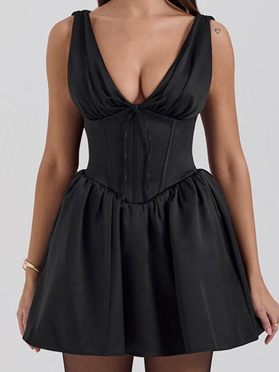 V Neck Corset Short Dress