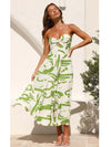 Floral Print Bow Knot Bandeau Green Tube Dress