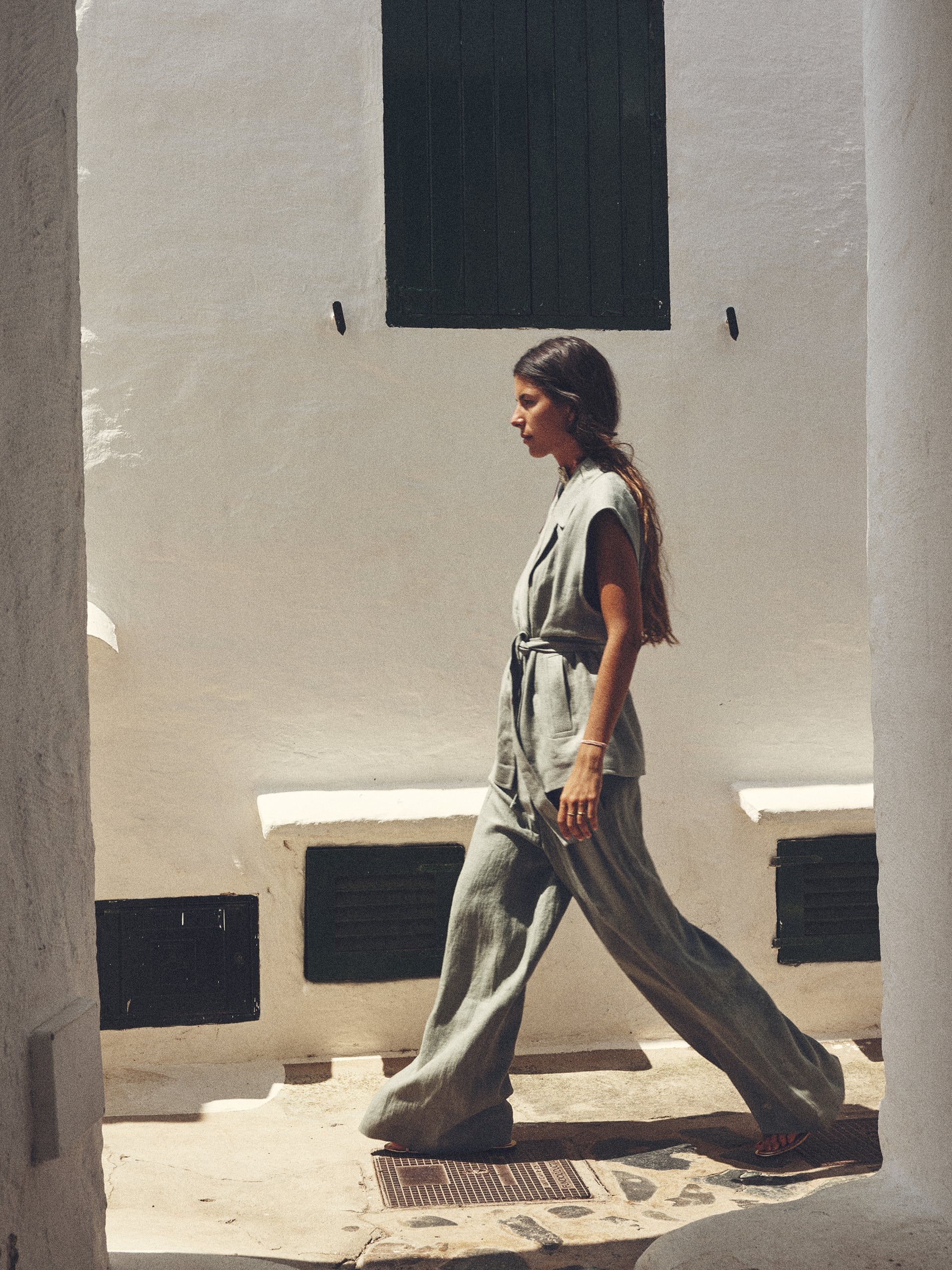 Mint Green Waist Coat Vest & Pants Coord Set with Belt