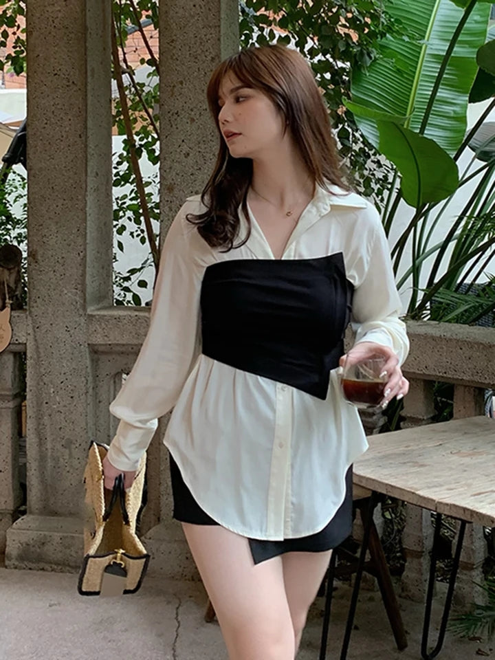 Corset Top & Plain Shirt