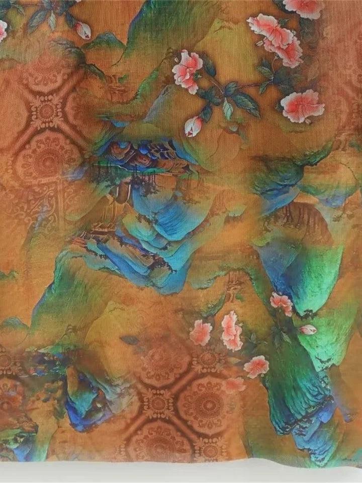 Brown Floral Print Mesh Tube Dress