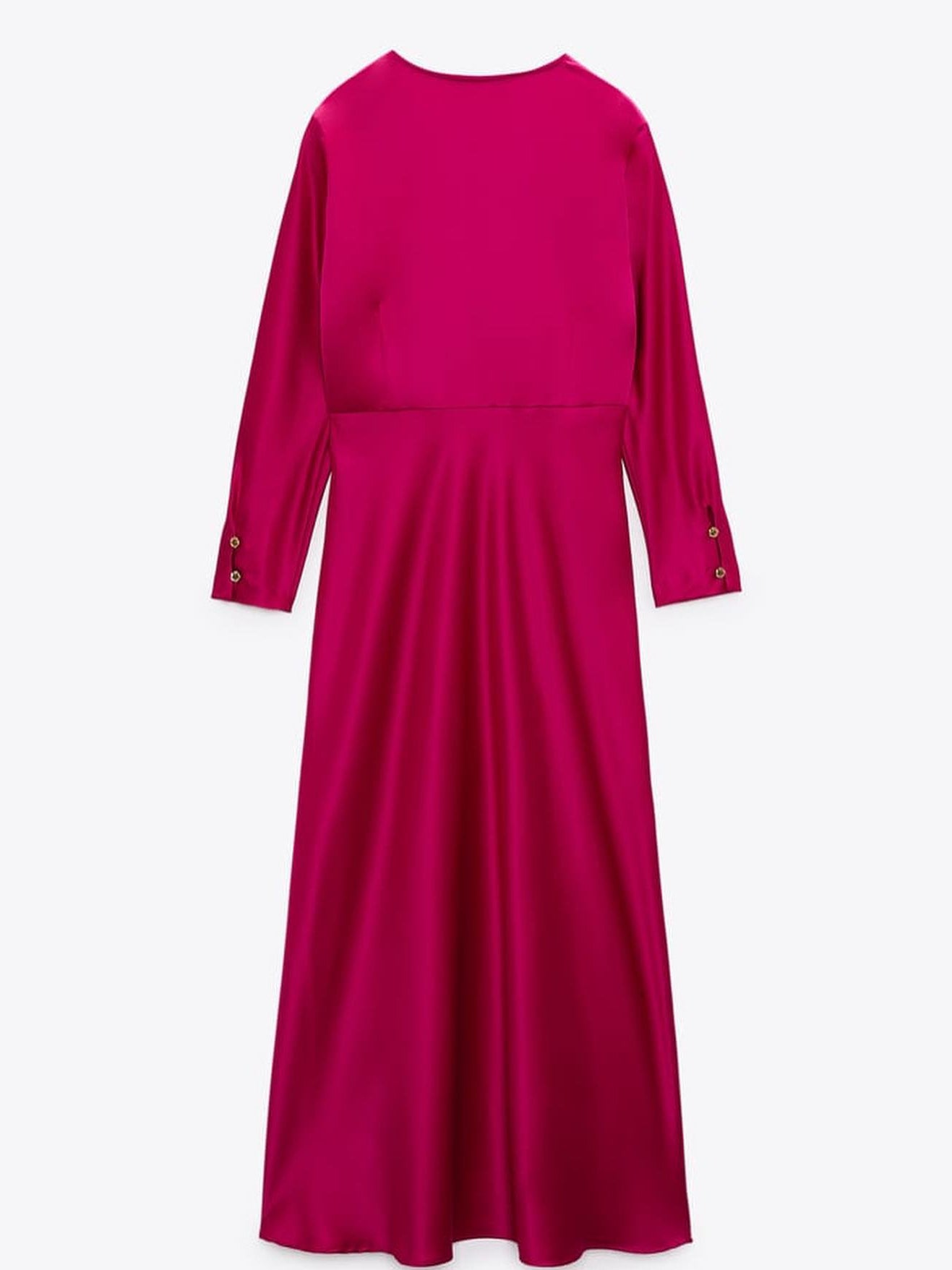 V Neck Silk Forged Texture Bow Tie Elastic Sleeve Dress