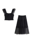 Black Mesh Cami Top & Skirt Coord Set