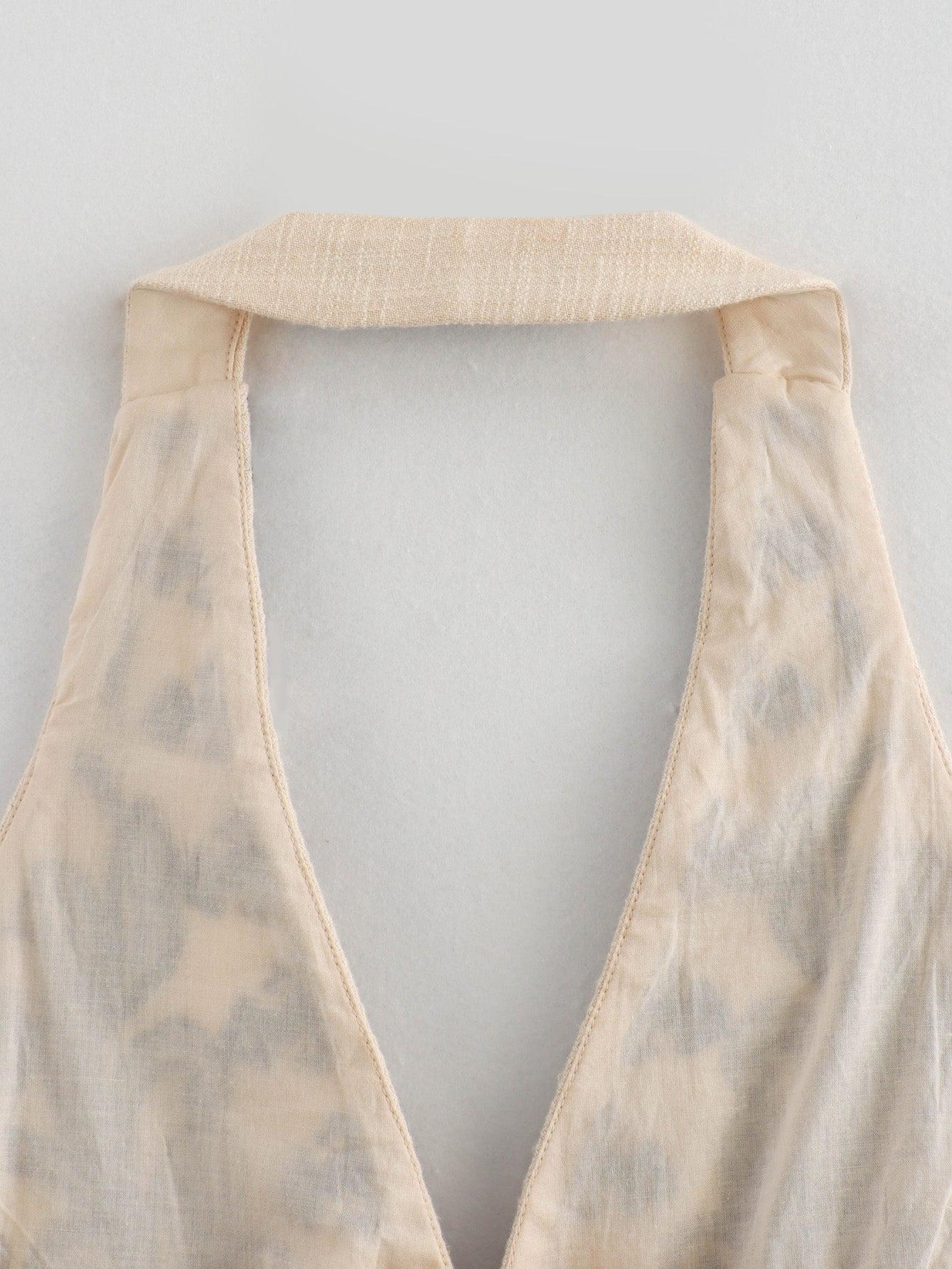 Halterneck Embroidered Top & Short Skirt Coord Set