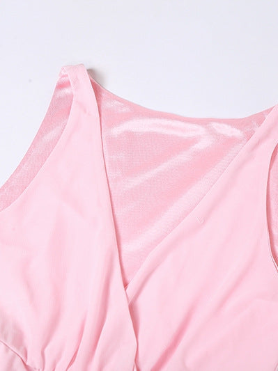 V Neck Wrap Short Asymmetric Dress