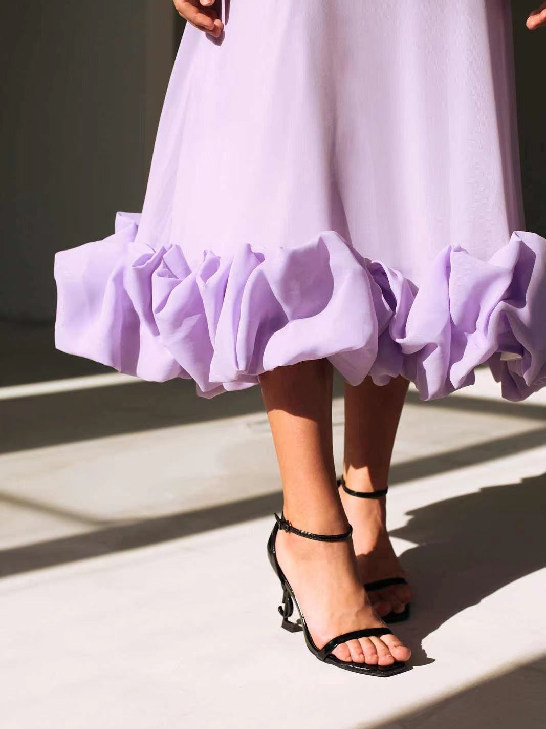 Suspenders Large Swing Three Dimensional Floral A line Dress