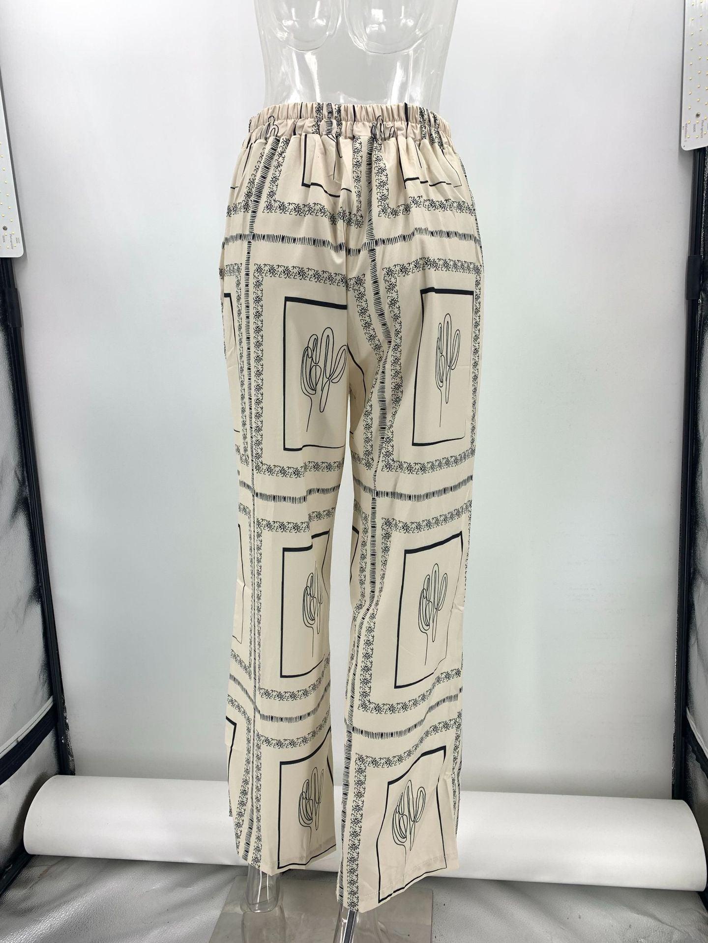 Linen Abstract Print Full Sleeves Shirt & Pants Coord Set