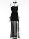 Halterneck Tube Top Cutout Slit Maxi Dress