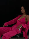 Pink Full Sleeve Shirt & Vest Top with Wide Leg Pants 3 Piece Coord Set