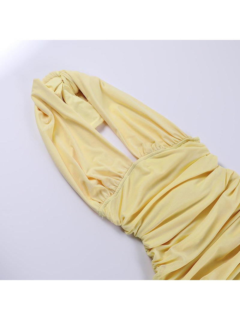 Halterneck Mesh Plunge V Neck Dress