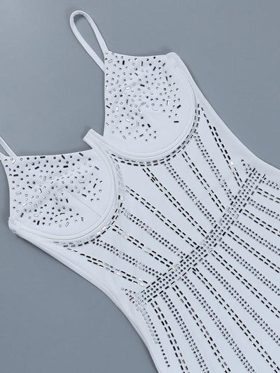 Spaghetti Strap Rhinestone Sheath Bodycon Short Dress
