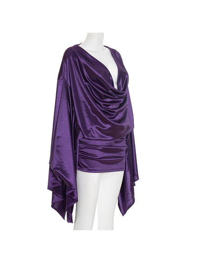 Silk Swing Collar Sleeve Sheath Dress